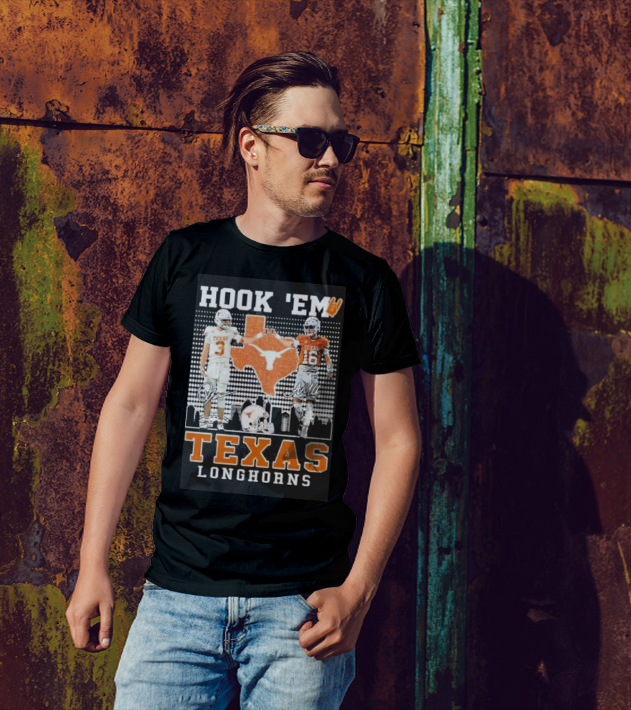 Hook 'Em Texas Longhorns Arch Manning Jordan Whittington T-Shirt