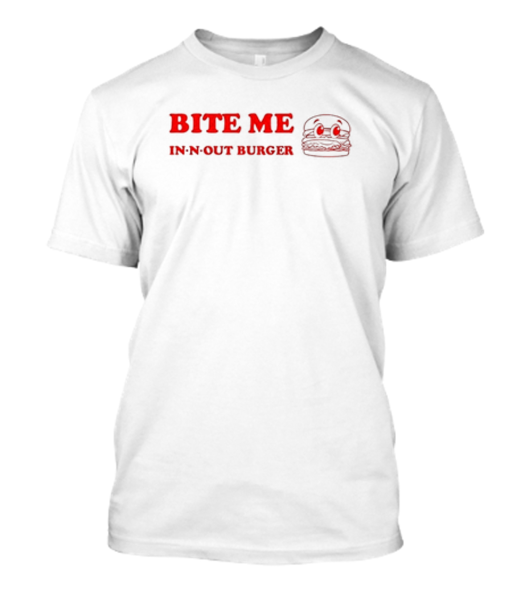 Bite Me In-N-Out Burger Cartoon With Burger Face T-Shirt