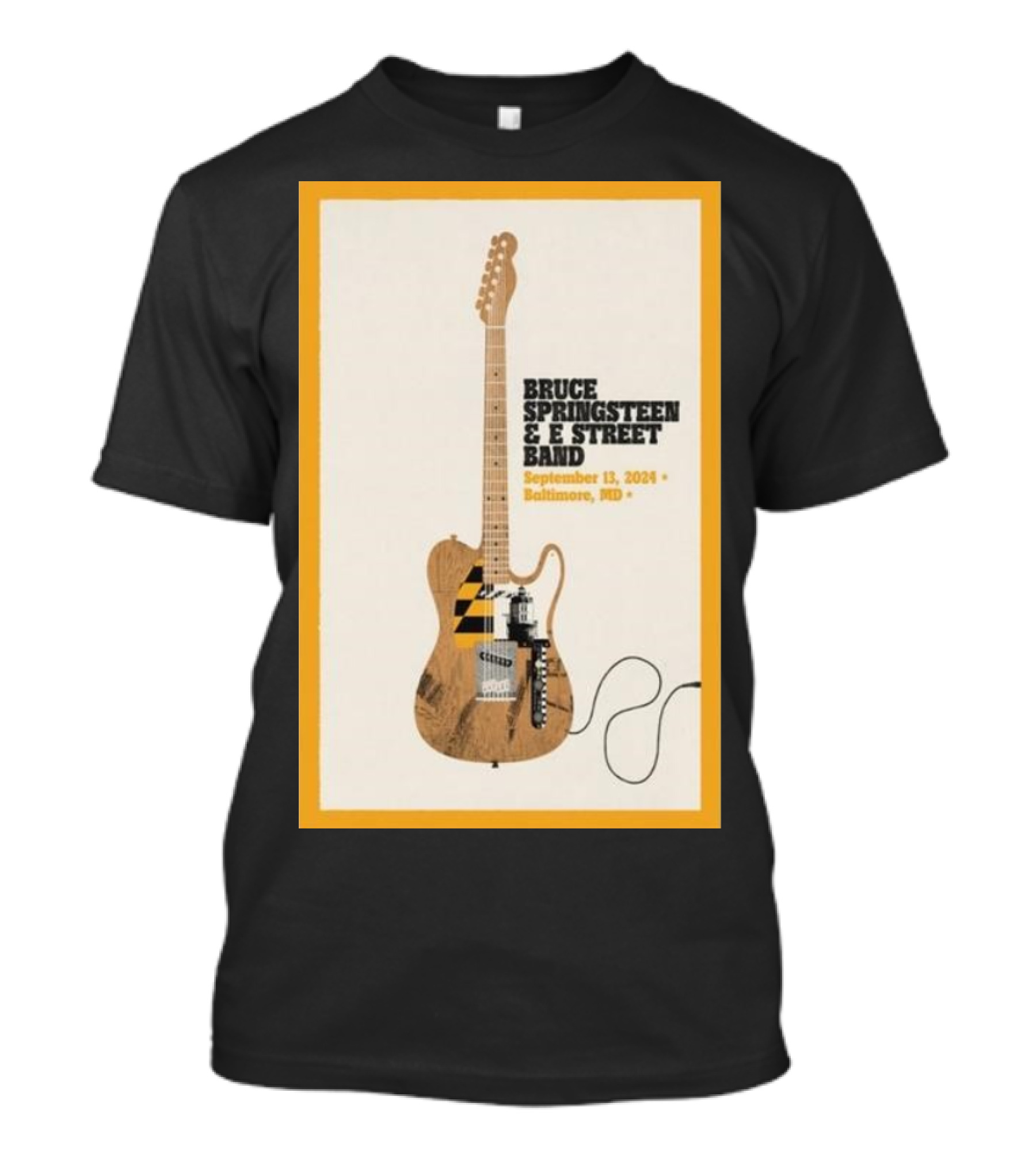 Bruce Springsteen E Street Band Baltimore September 13 2024 Tour Guitar Maryland Flag T-Shirt