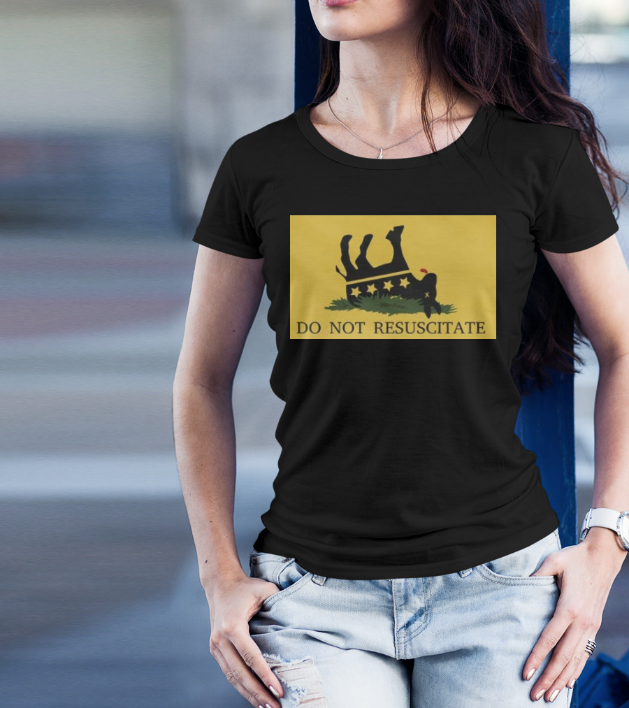 Do Not Resuscitate Black Donkey Flag With Stars And Yellow Background T-Shirt
