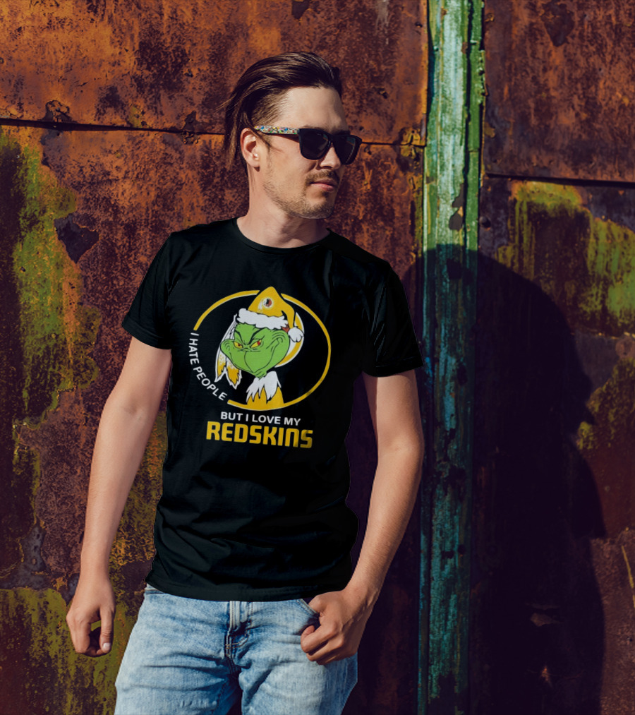 I Hate People But I Love My Redskins Grinch Christmas T-Shirt
