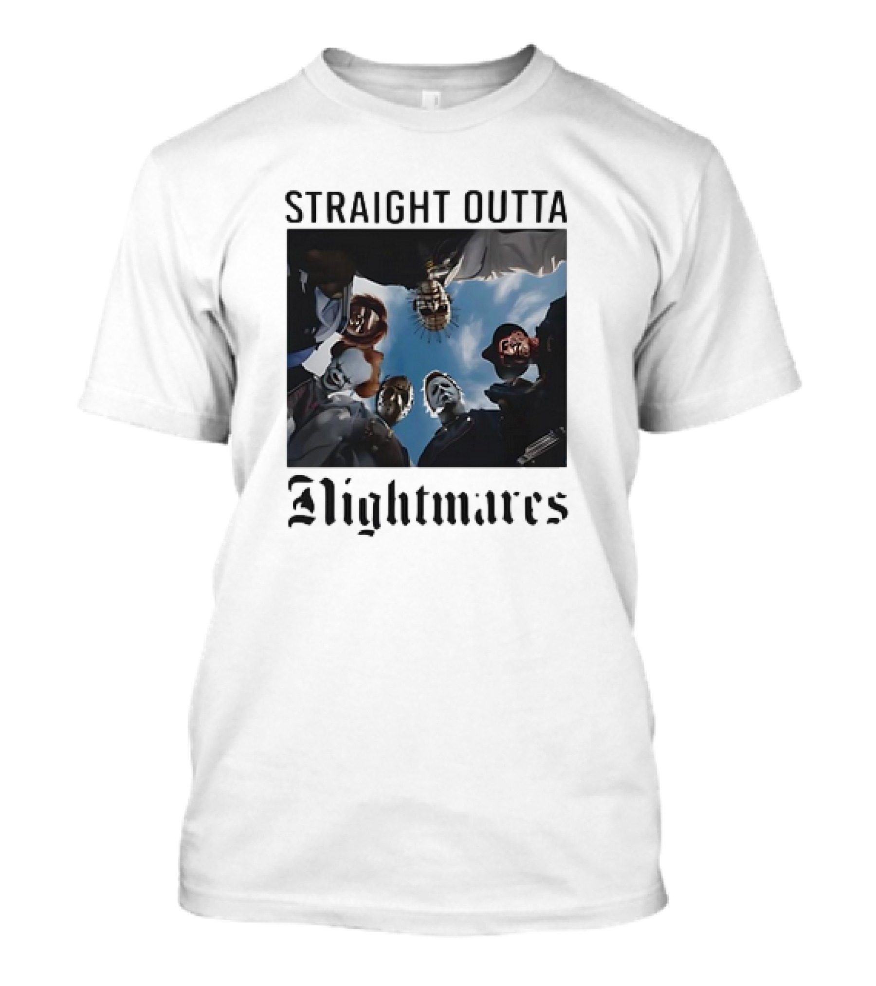 Straight Outta Nightmares Horror Halloween Characters T-Shirt