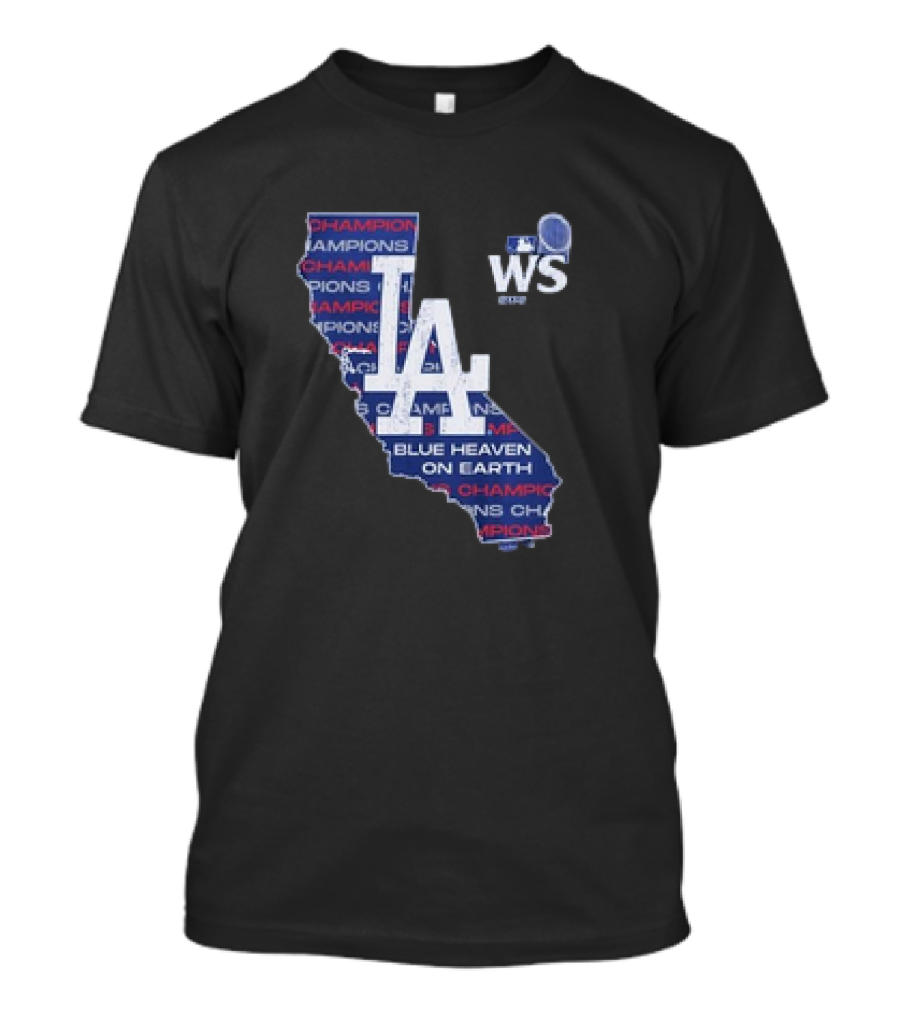 Los Angeles Dodgers 2024 World Series Champions Blue Heaven On Earth WS LA Map T-Shirt