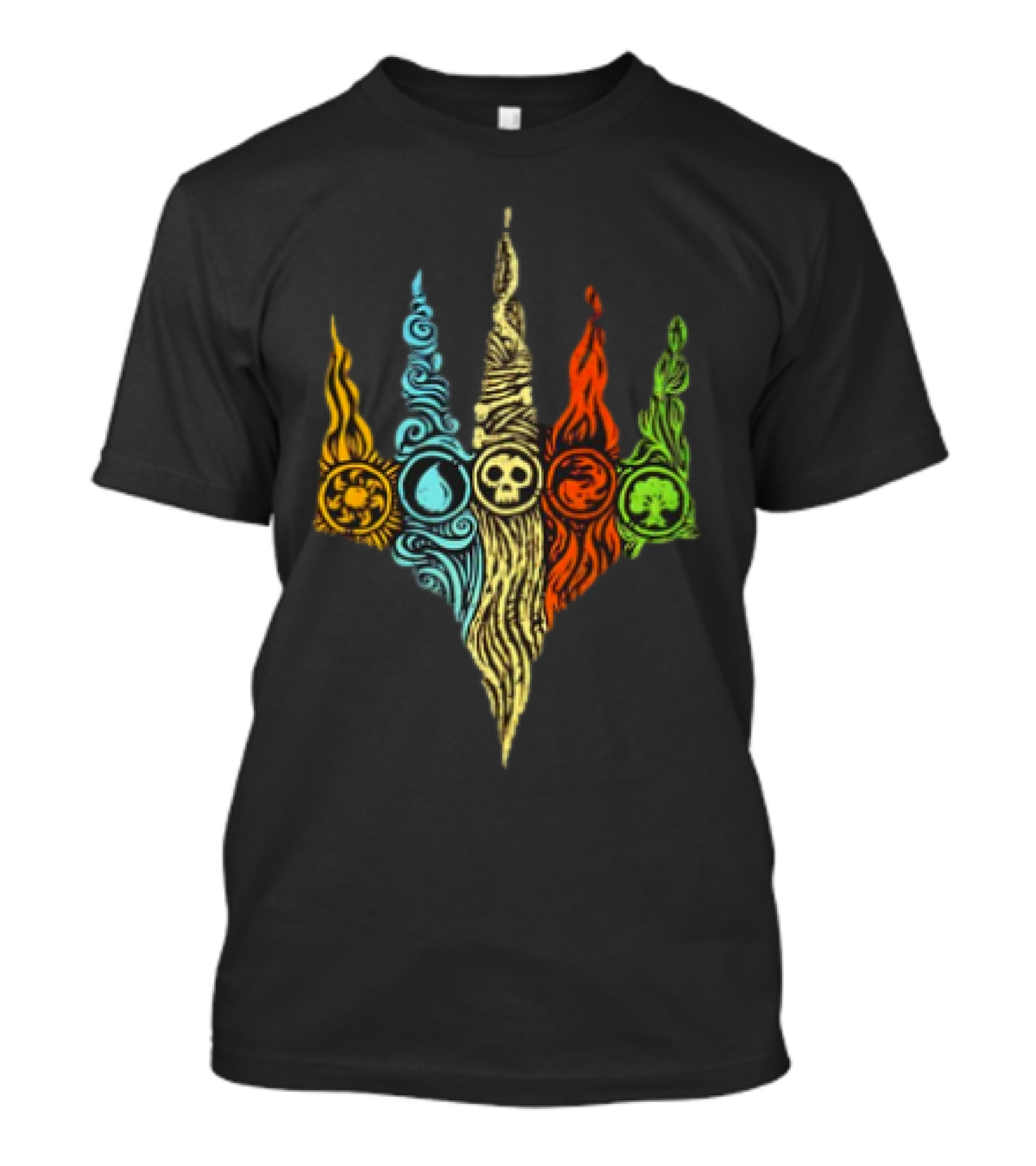 Magic The Gathering Five Mana Symbols Doodle T-Shirt