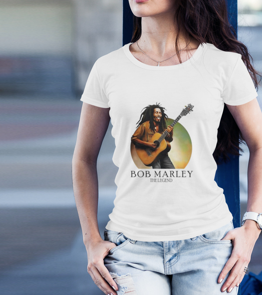 Bob Marley The Legend Iconic Guitar T-Shirt