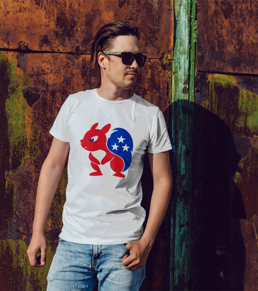 Peanut The Squirrel GOP Mascot American Flag Stars T-Shirt