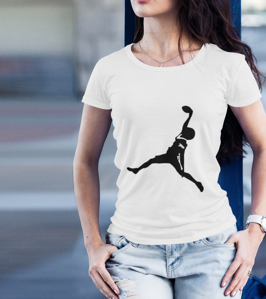 GW Catch Jump Silhouette Football Player T-Shirt