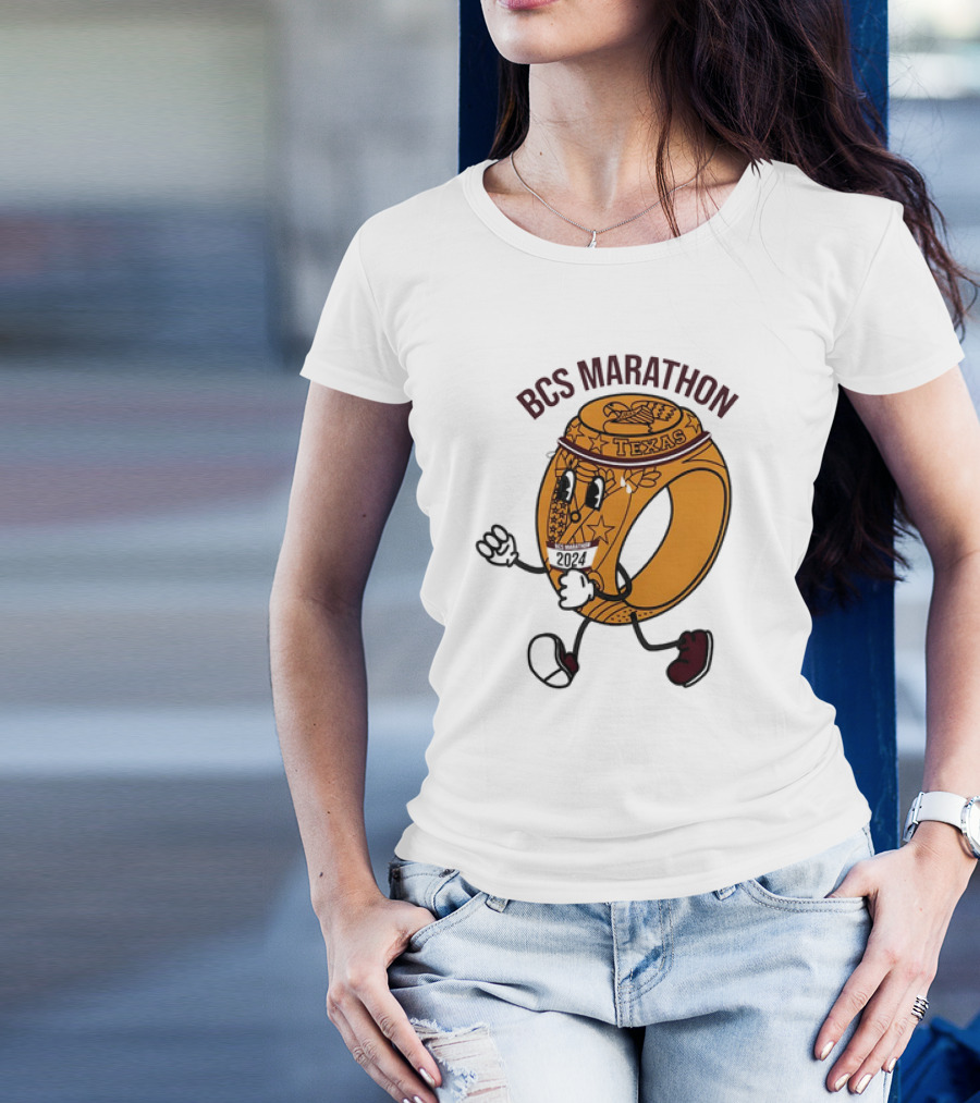 Texas BCS Marathon 2024 Running Ring Character T-Shirt