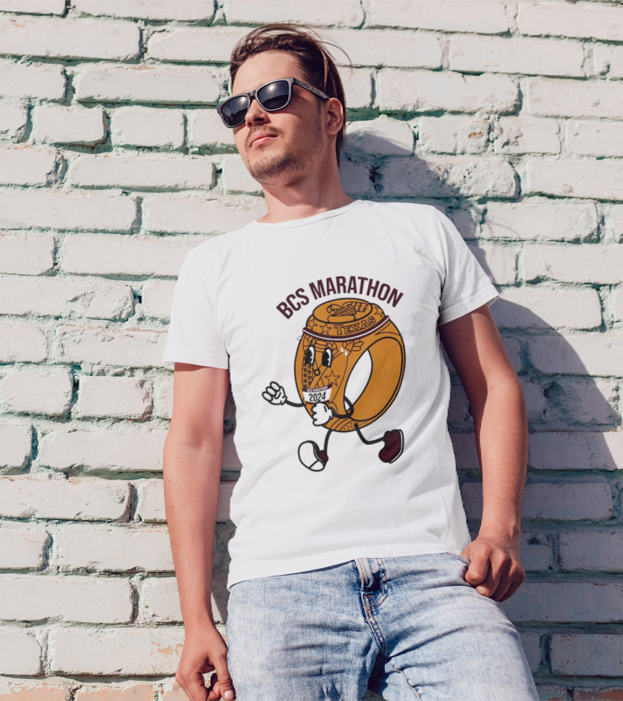 Texas BCS Marathon 2024 Running Ring Character T-Shirt