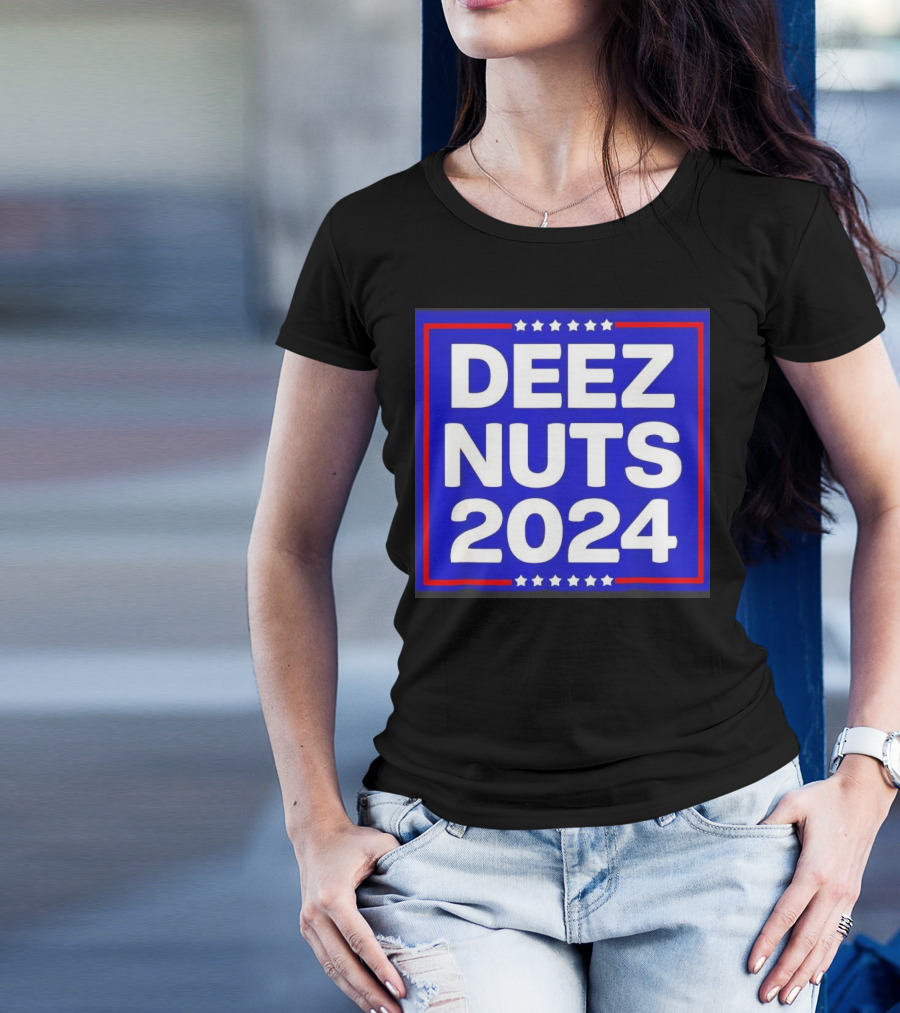 DEEZ NUTS 2024 Campaign Stars Bold Typography T-Shirt
