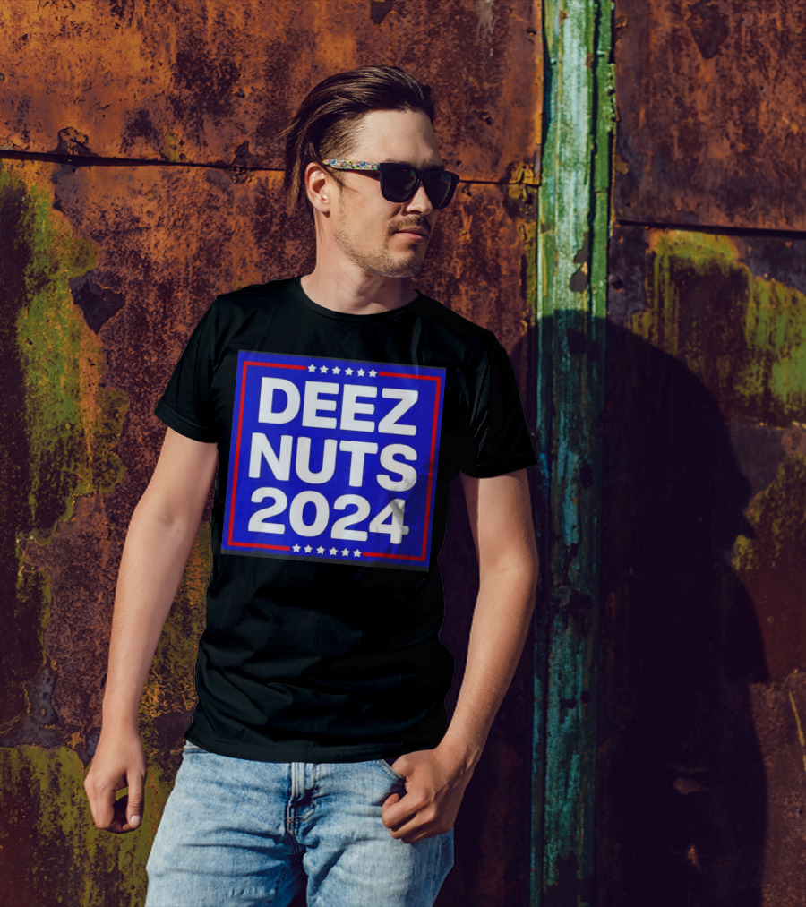 DEEZ NUTS 2024 Campaign Stars Bold Typography T-Shirt