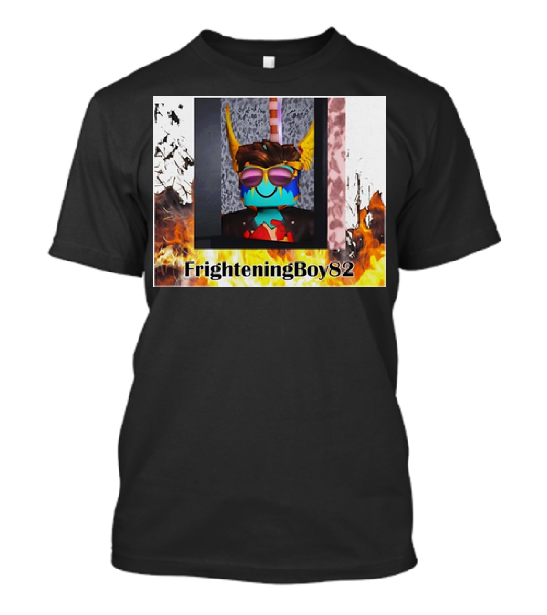 FrighteningBoy82 Sunglasses Mask Flames Horns Roblox T-Shirt