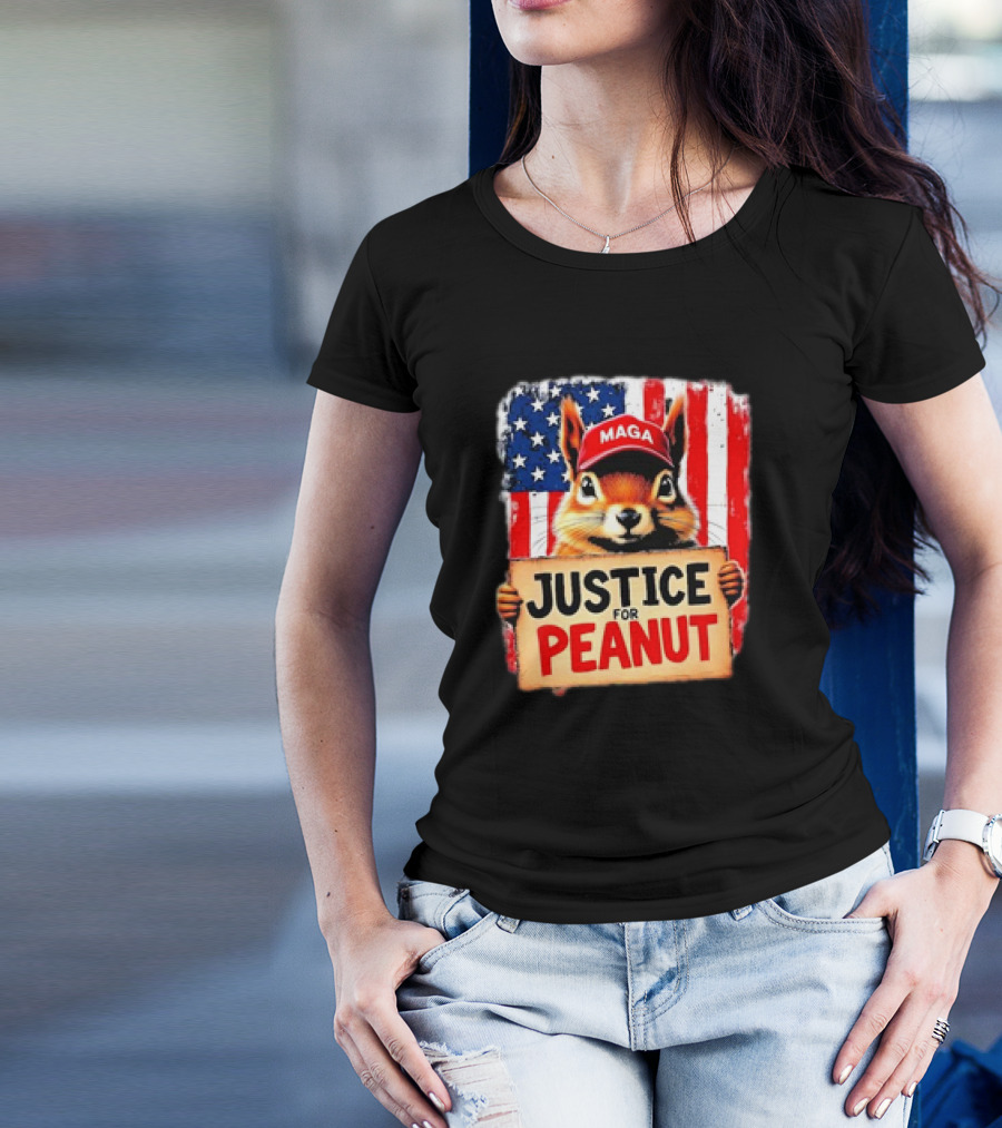 Justice For Peanut The Squirrel MAGA American Flag T-Shirt
