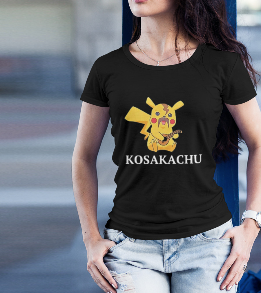 Kosakachu Pikachu Playing Guitar With Moustache T-Shirt