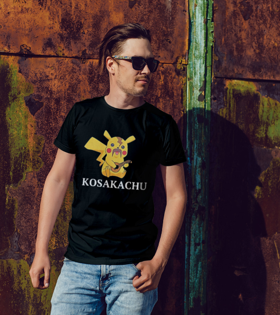 Kosakachu Pikachu Playing Guitar With Moustache T-Shirt