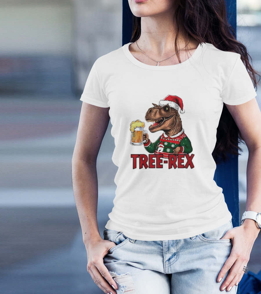 Christmas Tree-Rex Ugly Sweater Merry Beer Dinosaur Trex T-Shirt