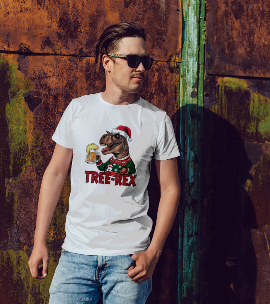 Christmas Tree-Rex Ugly Sweater Merry Beer Dinosaur Trex T-Shirt