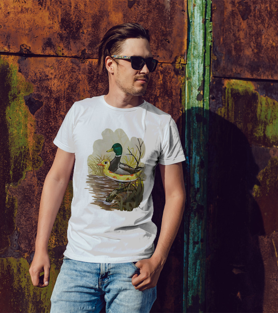 Duck In Training With Swim Ring By Pond T-Shirt