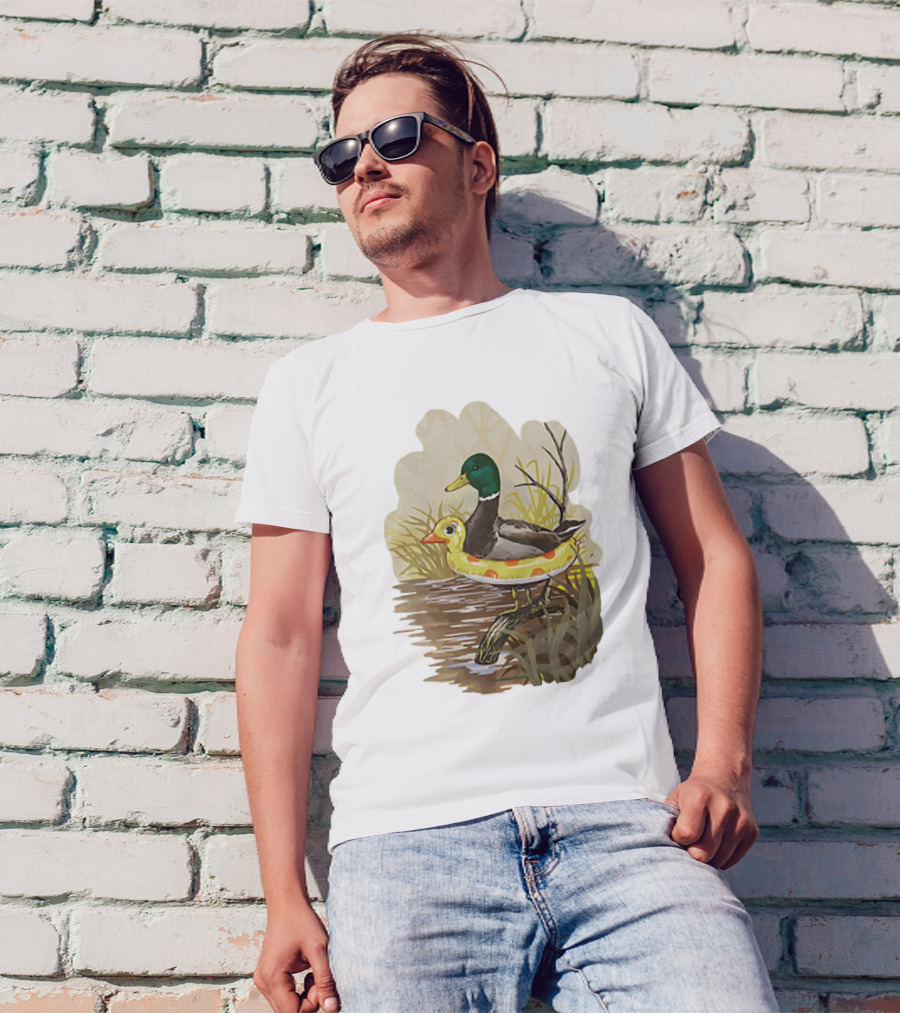 Duck In Training With Swim Ring By Pond T-Shirt
