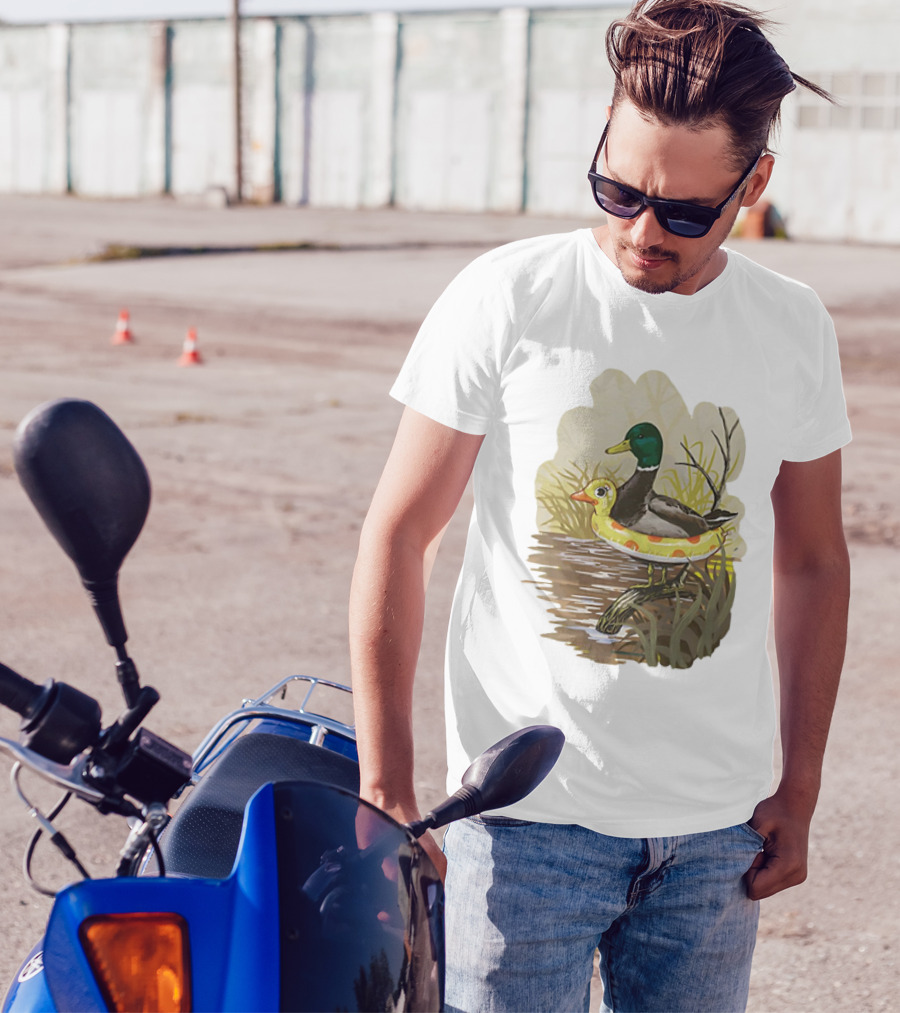 Duck In Training With Swim Ring By Pond T-Shirt