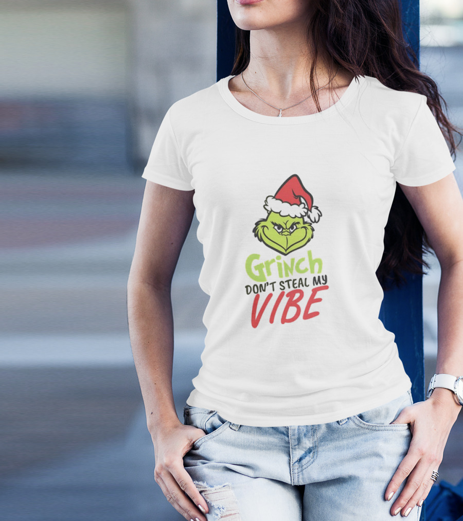 Grinch Don’t Steal My Vibe Christmas Santa Hat T-Shirt