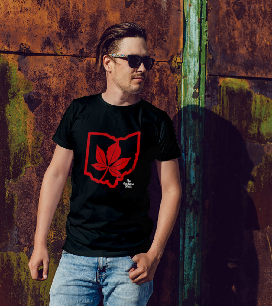 Ohio Red Buckeye Leaf State Charcoal T-Shirt
