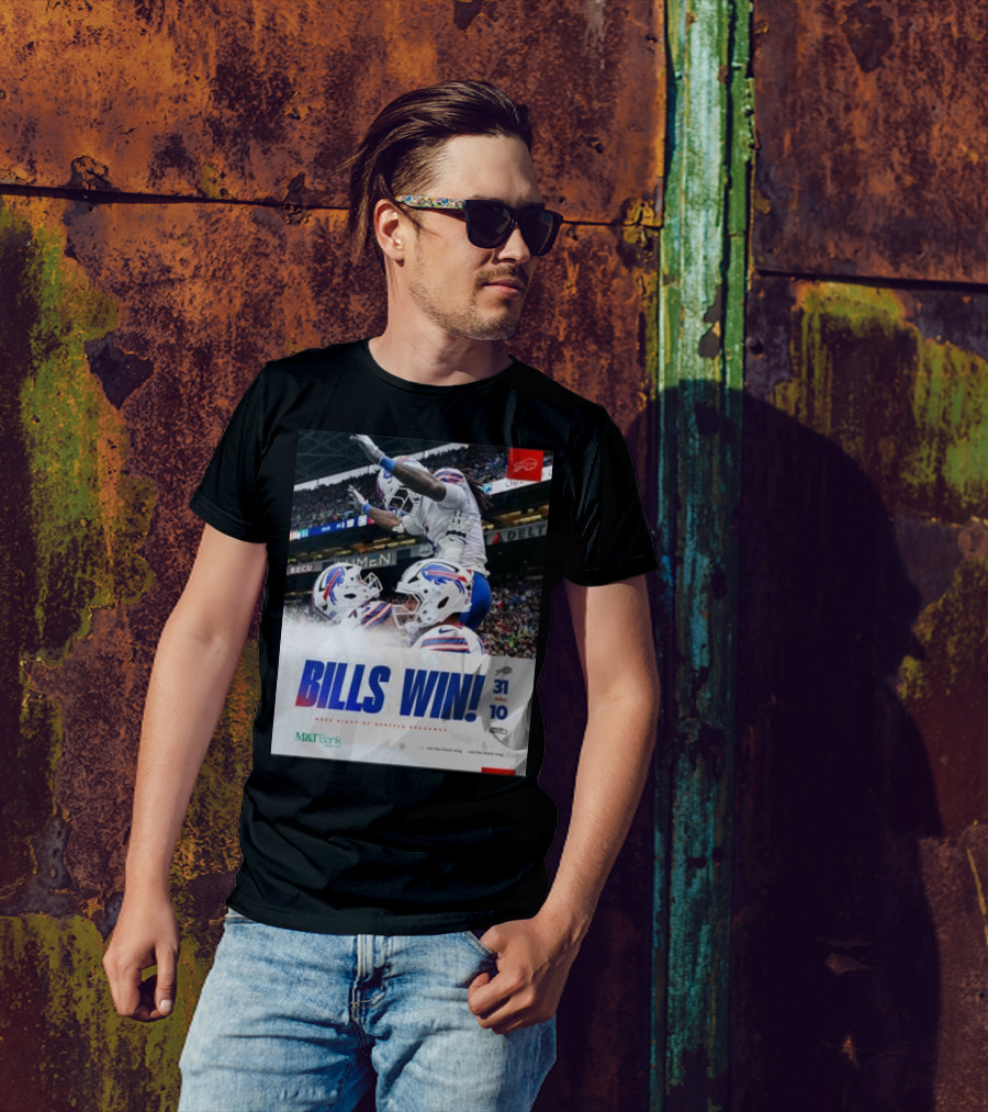 BILLS WIN 31-10 Final Score Week Eight At Seattle Seahawks NFL T-Shirt
