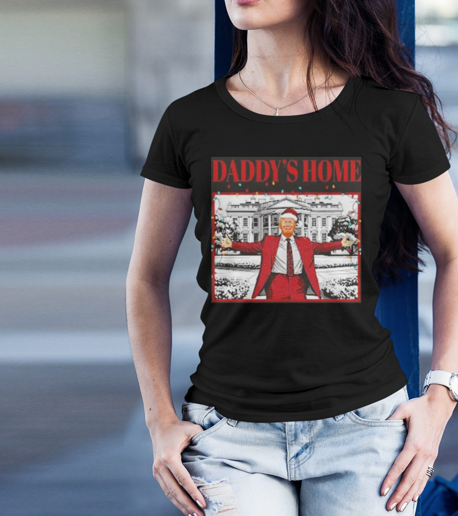 Daddy’s Home For Christmas Santa Funny Trump Xmas Lights T-Shirt