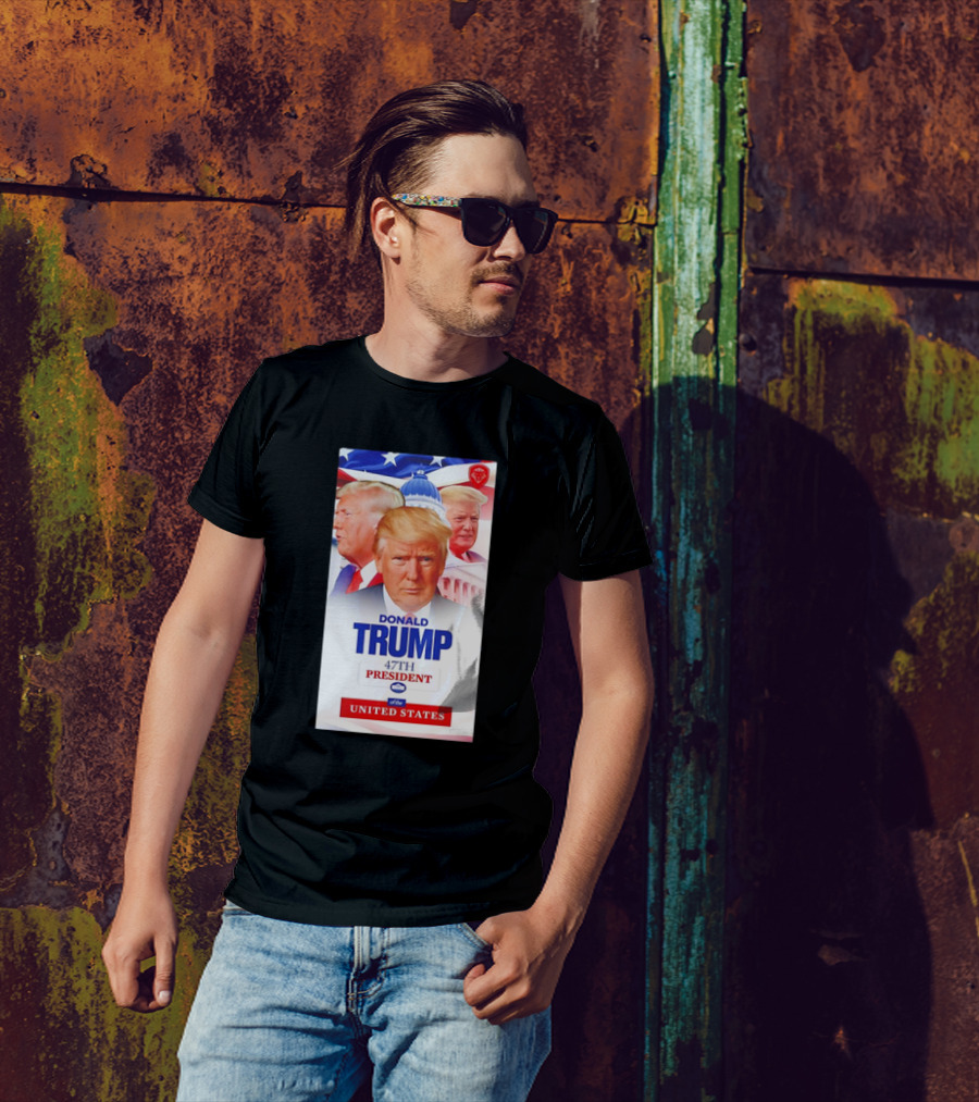 Donald Trump 47th President United States Capitol American Flag Background T-Shirt