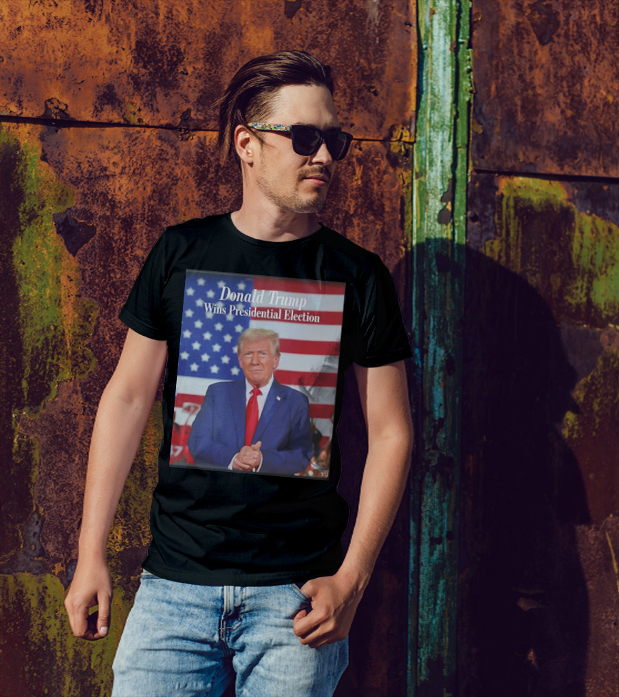 Donald Trump Wins Presidential Election American Flag Background WSJ T-Shirt