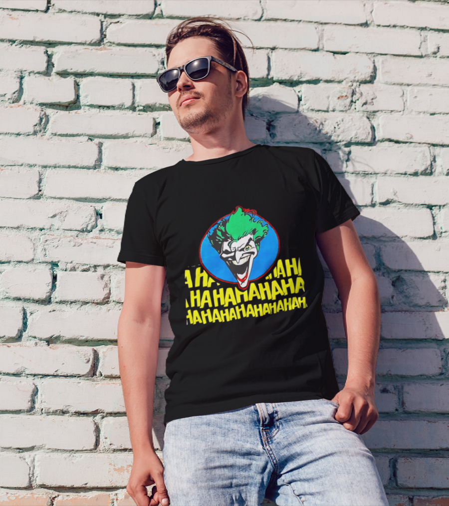 Joker DC Comics 1989 Hahahaha Vintage Iconic Laughing Face And Text T-Shirt