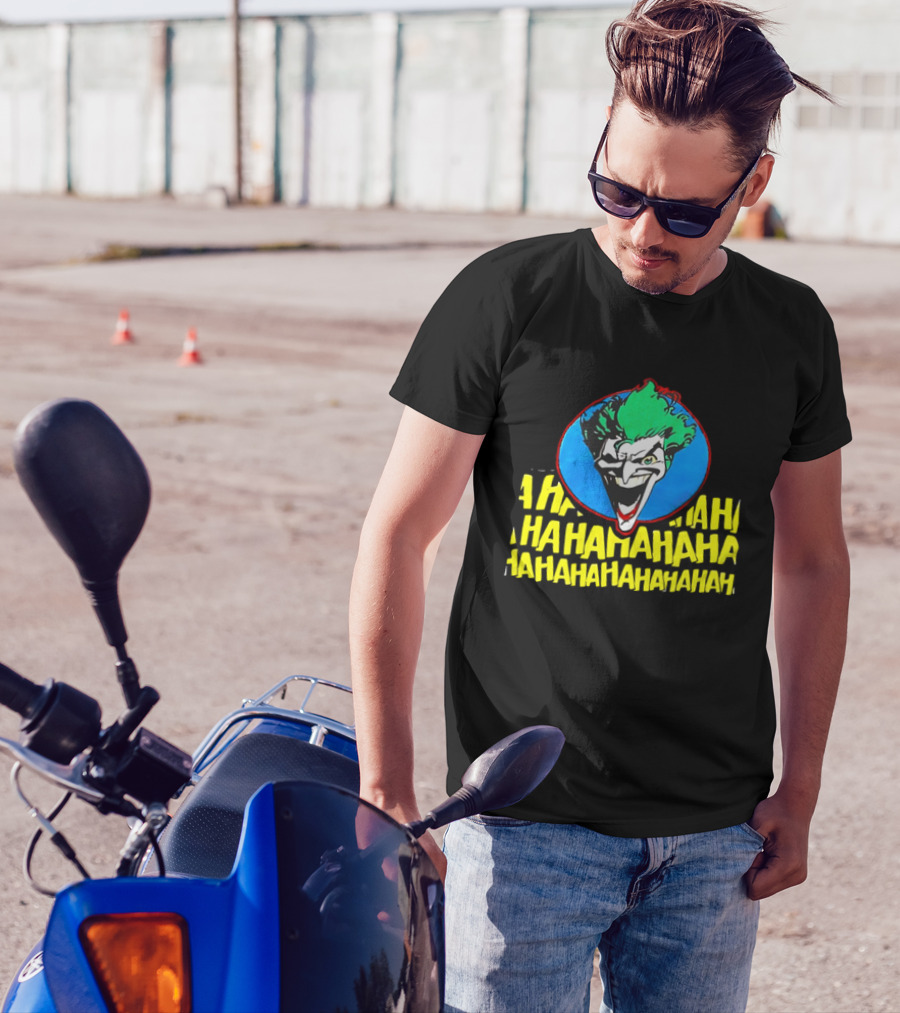 Joker DC Comics 1989 Hahahaha Vintage Iconic Laughing Face And Text T-Shirt