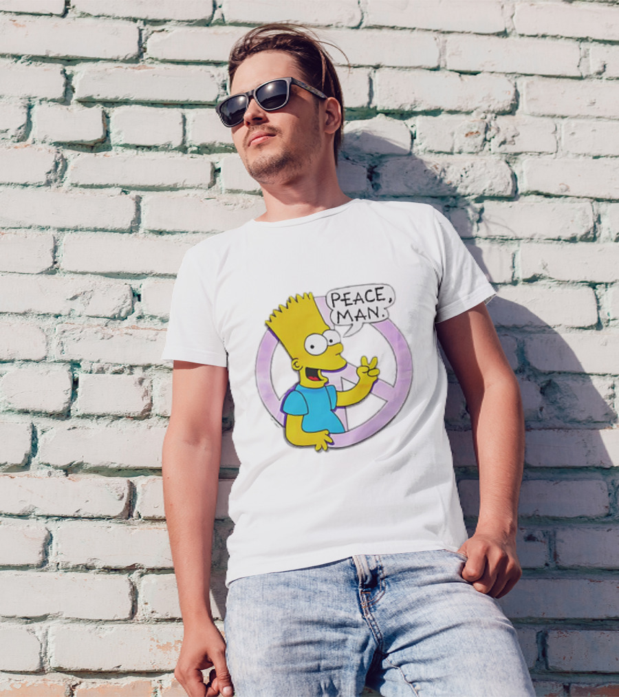 Bart Simpson Peace Man Vintage Iconic Character T-Shirt