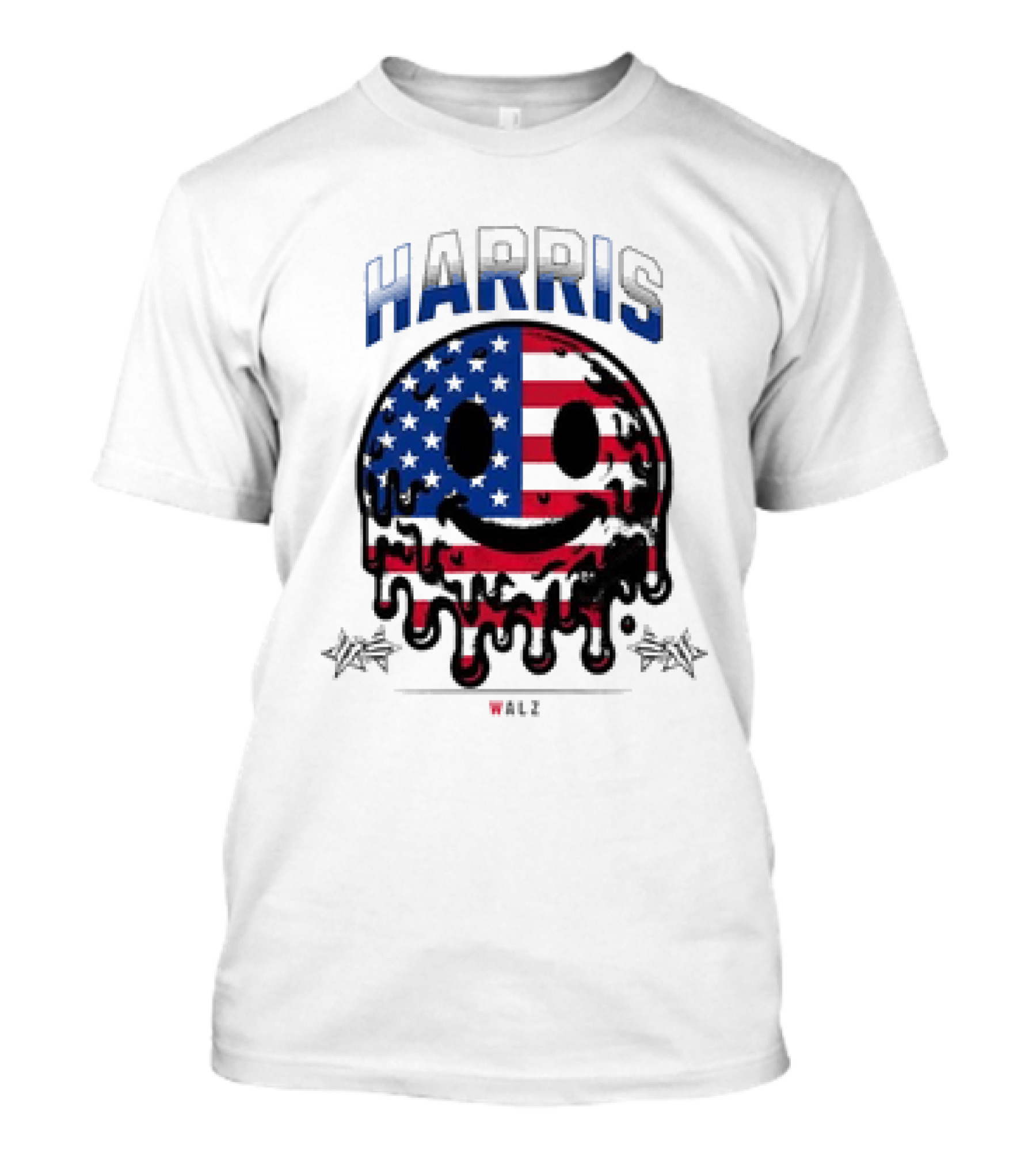 Harris Walz Smiley Drip USA Flag T-Shirt