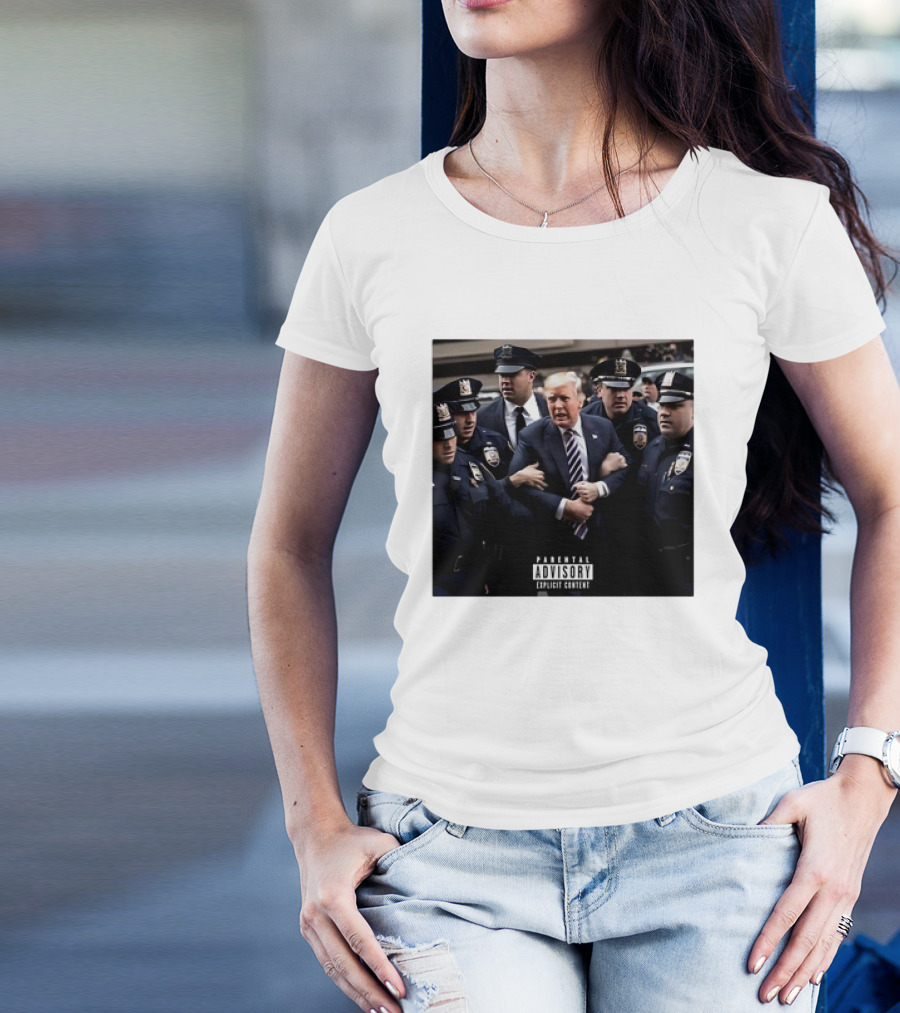 Parental Explicit Content Trump Getting Arrested Meme Police Surrounding Scene T-Shirt