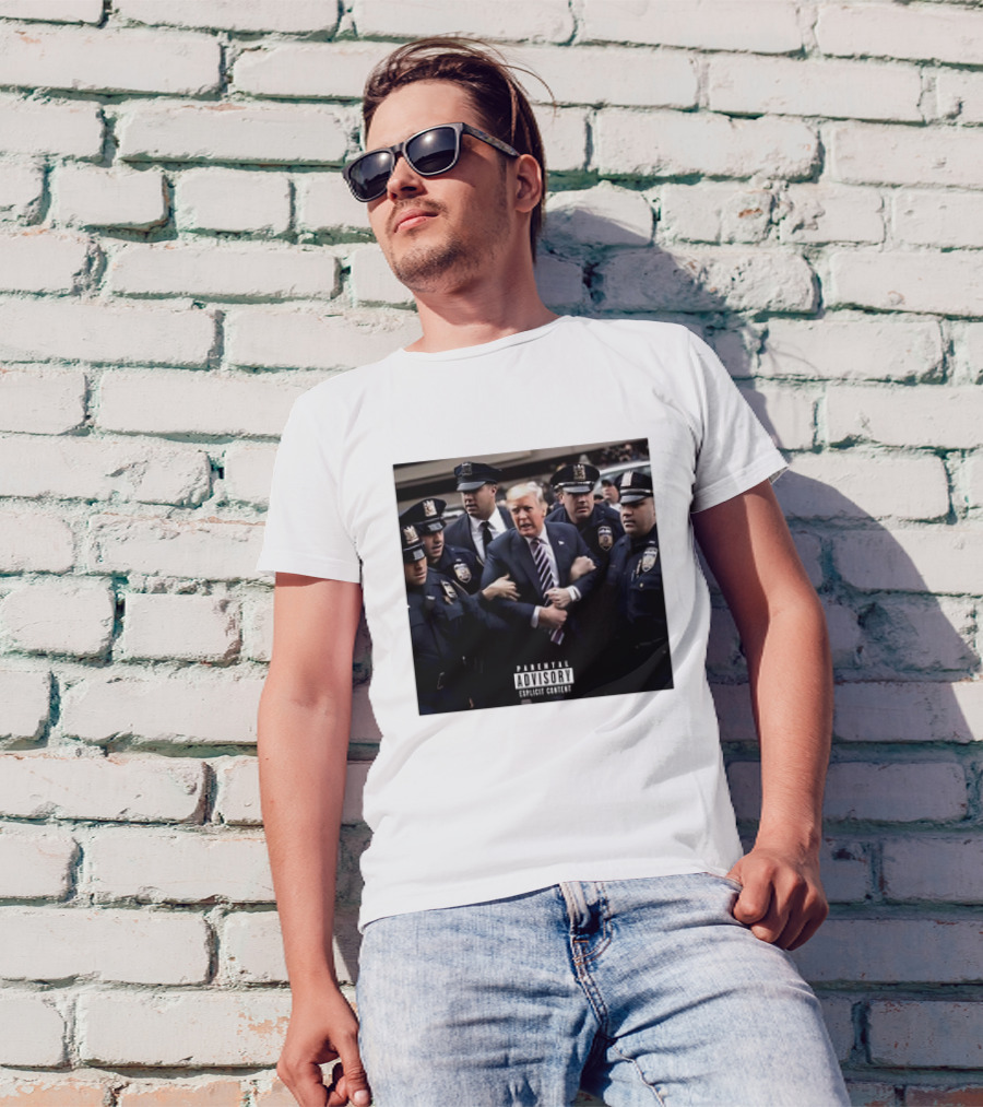 Parental Explicit Content Trump Getting Arrested Meme Police Surrounding Scene T-Shirt