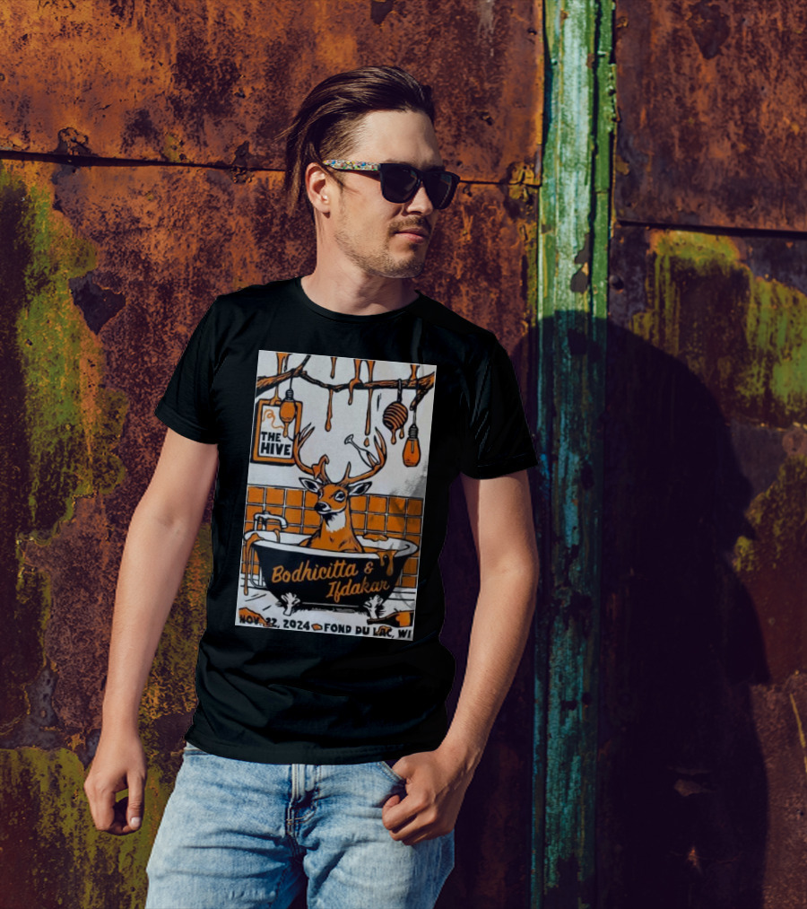 Bodhicitta And Ifdakar Live At The Hive Nov 22 2024 Fond Du Lac WI With Deer And Honeycomb T-Shirt