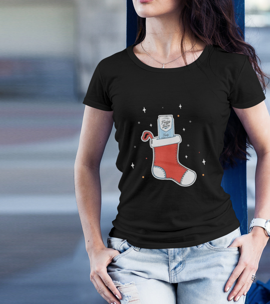 Friday Beers Stocking Christmas 2024 Can Holiday T-Shirt