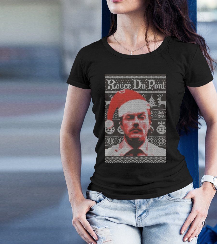 Rouce Du Pont Holiday Ugly Christmas 2024 Santa Hat Reindeer Trees Snowflakes T-Shirt