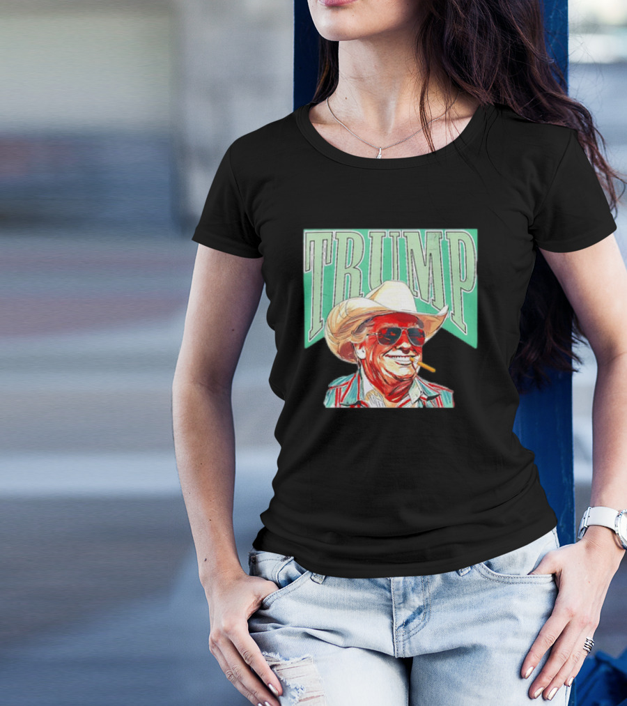 TRUMP Cowboy Hat Western Style Smoking Sunglasses T-Shirt