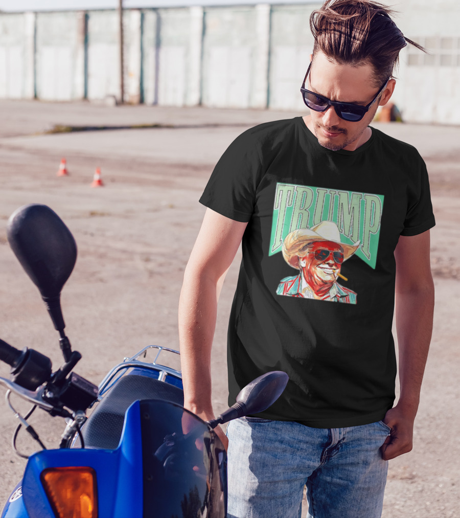 TRUMP Cowboy Hat Western Style Smoking Sunglasses T-Shirt