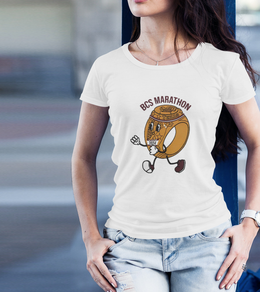 BCS Marathon 2024 Texas Running Ring Character T-Shirt