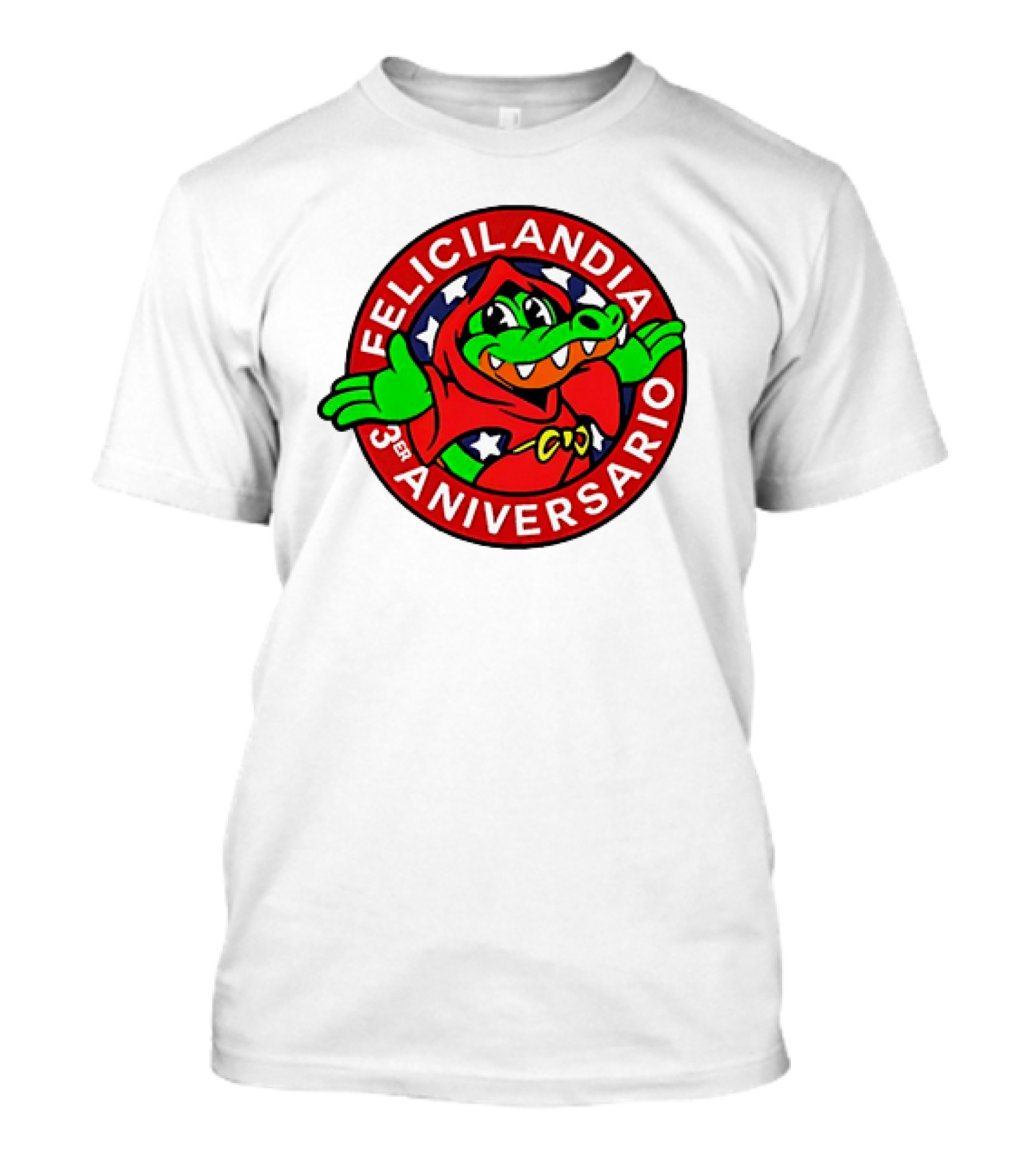 Felicilandia 3er Aniversario Felicilandia 3 Year Anniversary Crocodile In Red Cape With Hood And Stars T-Shirt