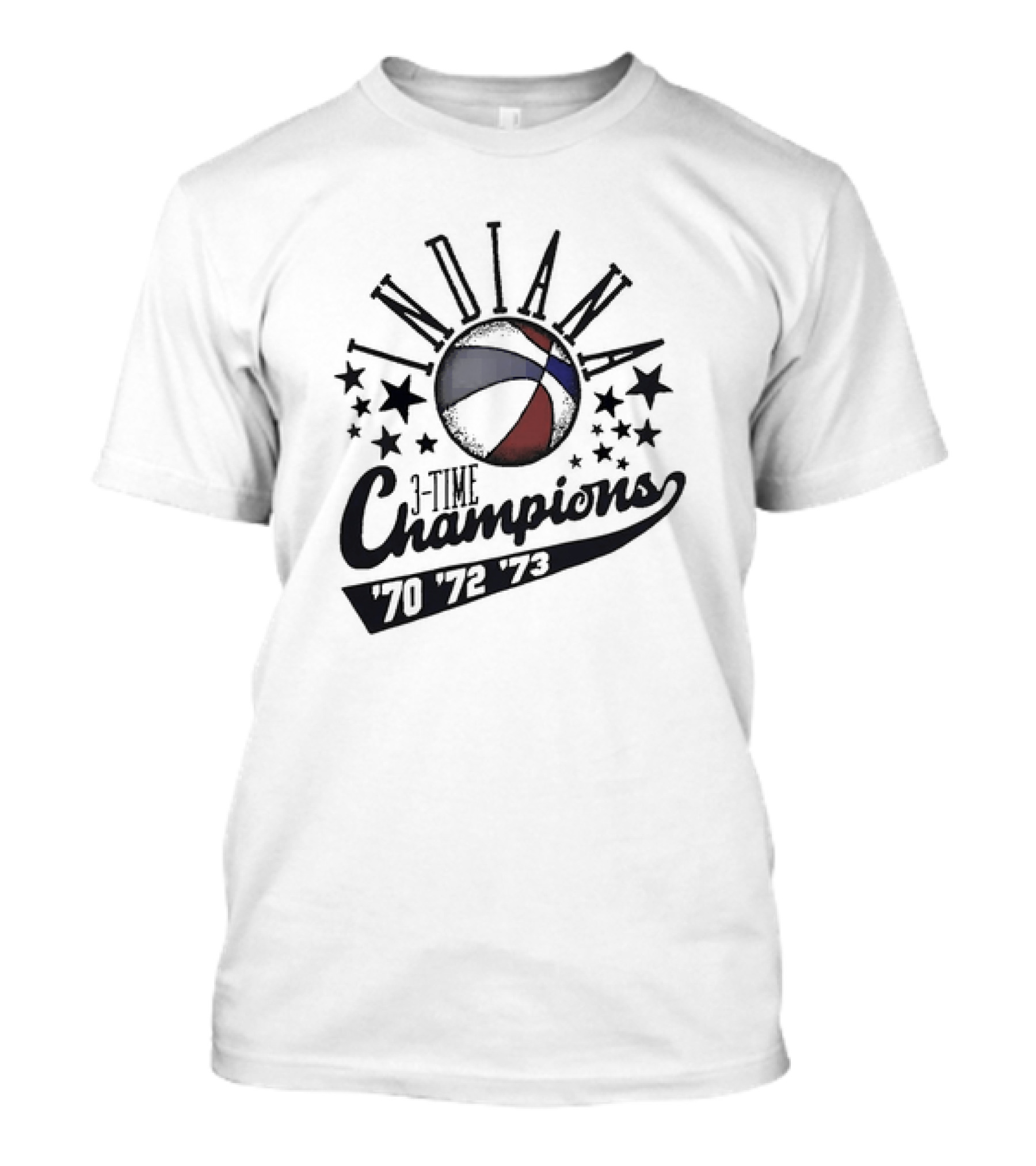 Indiana Pacers ABA 3-Time Champions '70 '72 '73 Stars Basketball Emblem T-Shirt