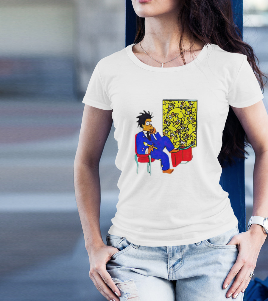 The Simpsons Jay-Z Cartoon Style Art With Basquiat Sitting On Red Chair T-Shirt