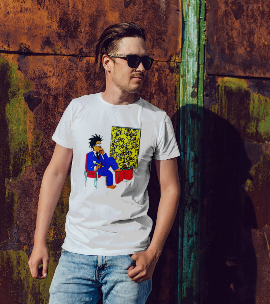 The Simpsons Jay-Z Cartoon Style Art With Basquiat Sitting On Red Chair T-Shirt