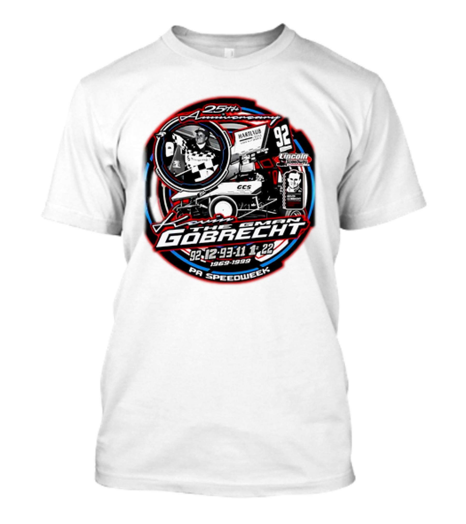 Kevin Gobrecht 25th Anniversary 1969-1999 PA Speedweek Lincoln Speedway T-Shirt
