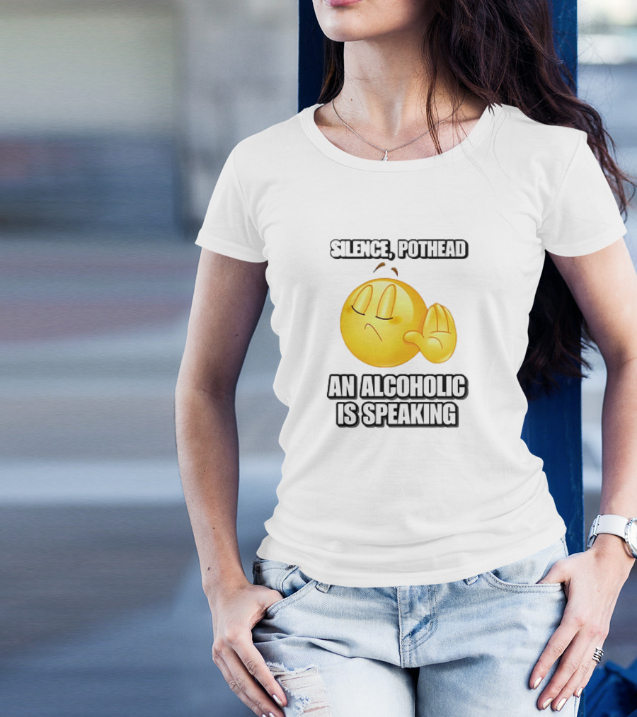 Silence Pothead An Alcoholic Is Speaking Emoji Face With Hand Gesture T-Shirt