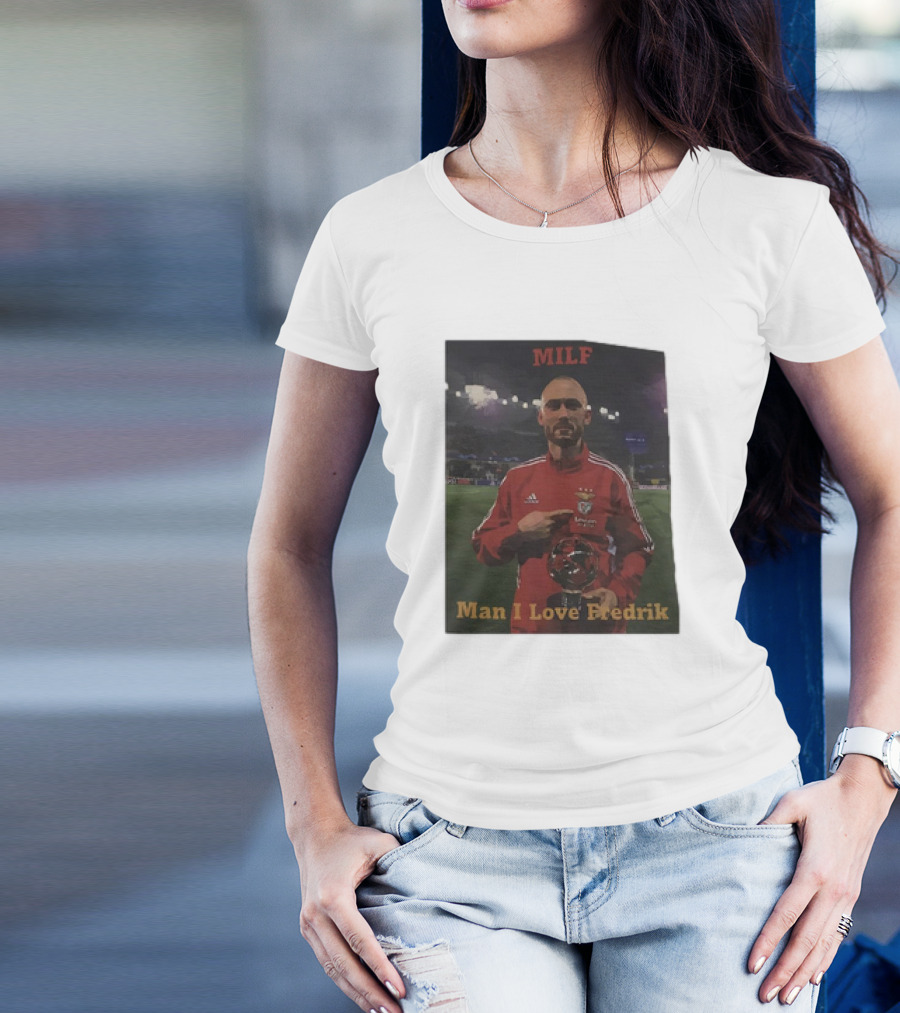 MILF Man I Love Fredrik Soccer Player In Stadium With Trophy T-Shirt