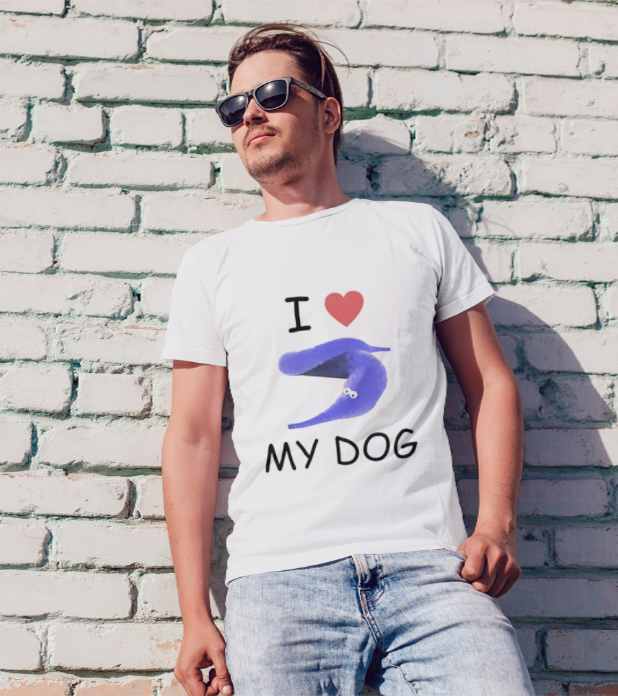 I Love My Dog Silly Worm T-Shirt